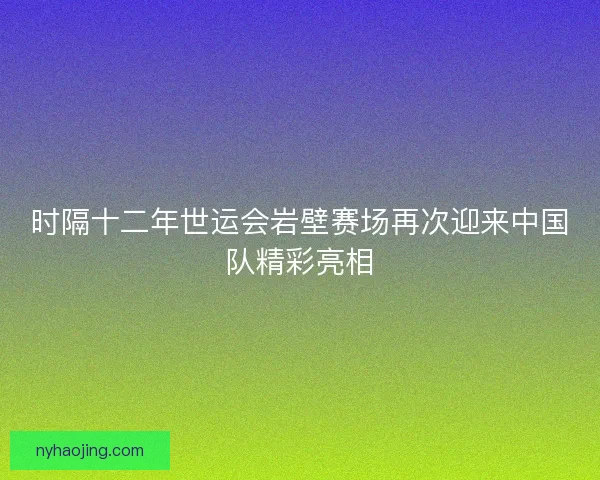 时隔十二年世运会岩壁赛场再次迎来中国队精彩亮相